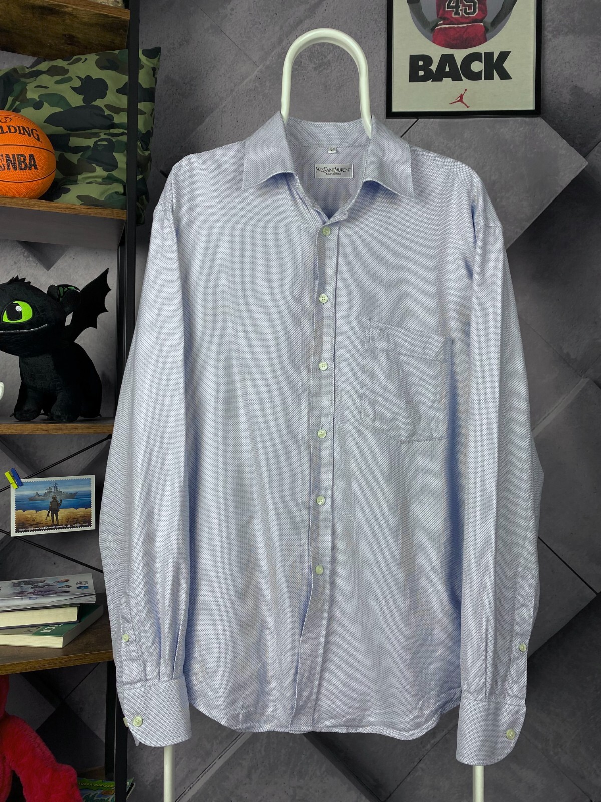 Camicia abito vintage blu Yves Saint Laurent taglia 42 16 5 (1 2)