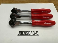 Snap-on Tools USA NEW 3pc RED Mix Drive Hard Grip Round Swivel Head Ratchet Set