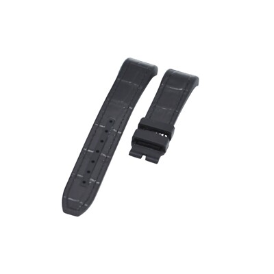 20mm Black Leather Plated Rubber Strap For Franck Muller Vanguard