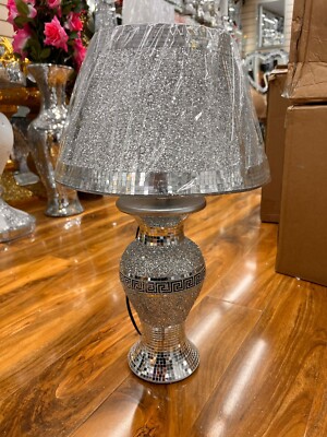 New Silver Glitter Crushed Diamond Table Lamp With Shade