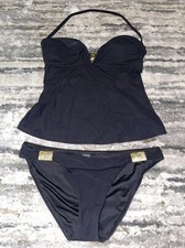2009 Y2K Victoria  s Secret Padded Wired Black  Gold Tankini Swimsuit S