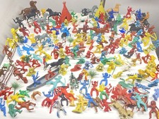 rare 1960  s vintage 190 pieces cowboys  indians toyset figurines marx mpc