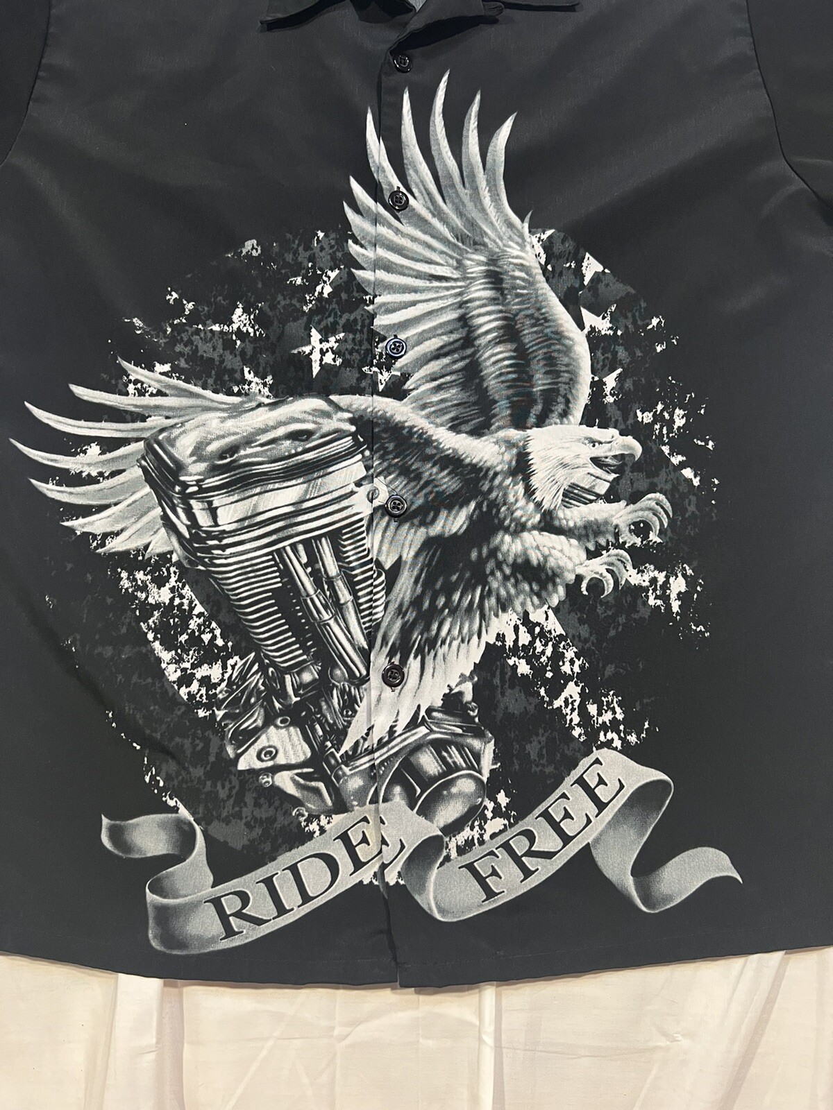 Bald Eagle Button Down Shirt Men Large Motorcycle… - image 3