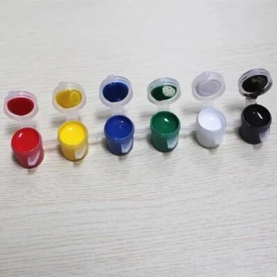 6er Set Mini Acryl Farbtöpfe & Pinsel Multi-Surface Farben Kunst & Handwerk