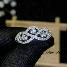 925 Sterling Silver 1.28CT Round Cut Diamond Infinity Fancy Lab-Created Ring