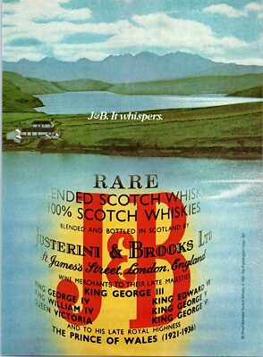 1981 J&B Scotch Vintage Print Ad Farmhouse Scottish Highlands Landscape Wall Art