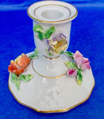 Dresden Carl Thieme Antique Porcelain Candle Holder Hand Painted Signed ca. 1890