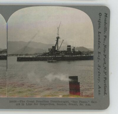 Great Dreadnaught ''Sao Paulo'' Santos Brazil S.A. Keystone Stereoview
