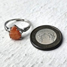 Type A Icy Jadeite Ring Ice Red Gourd 925 Silver Zircon