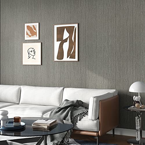 Grey Grasscloth Peel and Stick Wallpaper Removable Faux Grey 15.7''x118