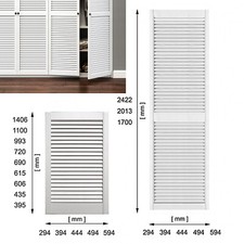 Pine Wood WHITE Colour / FRONT DOOR / Louvre Cabinet Cupboard Wardrobe Slatted