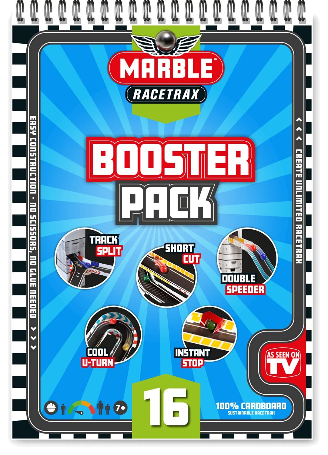 Marble Racetrax 868990 Mania Racing Track Accessory 16 Pieces, Extension with 5