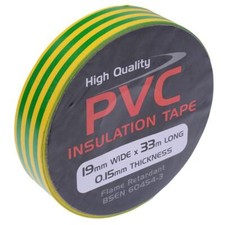 5 x 19mm x 33m Green/Yellow PVC Insulation Electrical Tape