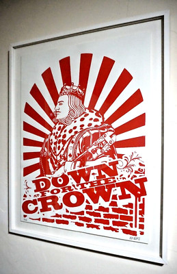 ETHER ''DOWN FOR THE CROWN'' Rare 1 of 100 Signed Print FRAMED GRAFFITI ART UTAH &