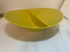 Vintage MCM Mustard FLORENCE PROLON WARE Melamine Bowl Divided  Dish Mid Century