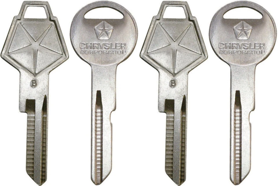 4 NUEVO JUEGO DE LLAVES EN BLANCO DODGE ORIGINALES DE FÁBRICA ENCENDIDO/PUERTAS + MALETERO CON LOGO Foto 2 de 2