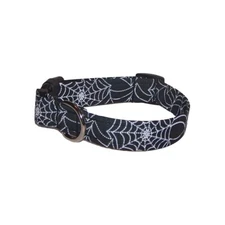 Wet Nose Designs Spooky Season Spiderwebs Dog Collar Black & White Halloween
