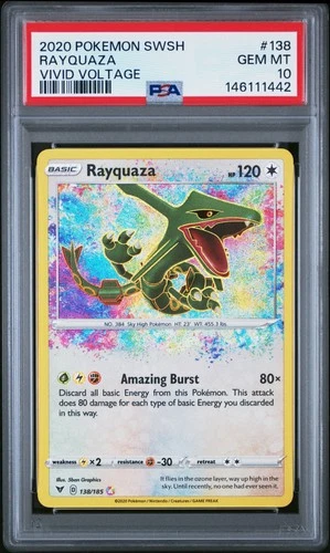 2020 POKEMON SWORD & SHIELD VIVID VOLTAGE #138 RAYQUAZA PSA 10