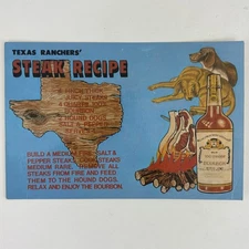 Texas Ranchers' Steak Recipe Postcard 4x5.75" Vintage Ephemera Americana Western