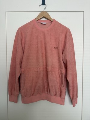 Vintage Adidas Ventex Sweatshirt Unisex Sz L ? Pink Velour Pullover Trefoil Logo
