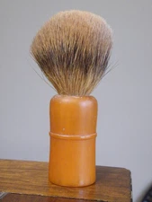 Vintage GIMBLES Butterscotch Orange Bakelite & Pure Badger Shaving Brush 4-5/8"T