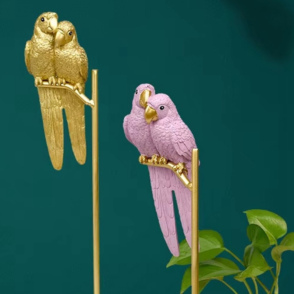 Papageien-Skulptur Aus Kunstharz – Handbemalt, Blau, 34,6 Cm Hoch, Für Garten Oder Wohnzimmer
