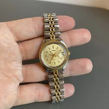 Vintage Timex BA Cell Stainless Steel Two Tone Watch Hong Kong