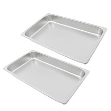 Commercial 2-Pack Stainless Steel Steam Pans, 2.5" Deep, Anti-Jamming Design