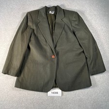 Sag Harbor Blazer Jacket Womens 16 Green Wool Single Breasted Notch Lapel Formal