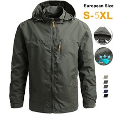 Mens Waterproof Windbreaker Rain Jacket Hooded Soft Shell Walking Outdoor Coat 
