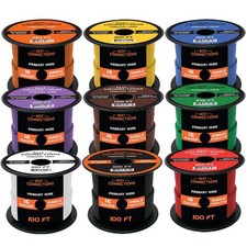 16 Gauge Car Audio Primary Wire 100ft  9 Rolls   Remote, Power/Ground Electrical