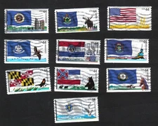 #4293-4302 Flags of Our Nation, Used Se-Tenent Set #3, 44 cent, Off Paper