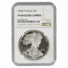 1994P 1 Oz .999 Fine American Silver Eagle $1 NGC PF 69 UCAM