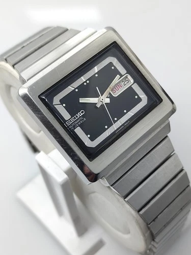 RARE Vintage Seiko Automatic 6309-5030 TV Screen Case Silver Frame Japan Watch