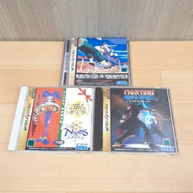 Sega Saturn console white bundle with 5 Games & 2 controllers Japan VF2 C.Nights
