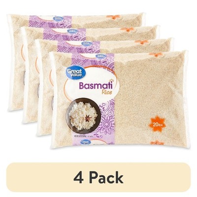 4-Pack Long Grain Basmati Rice 20 lb Total Bulk White Rice