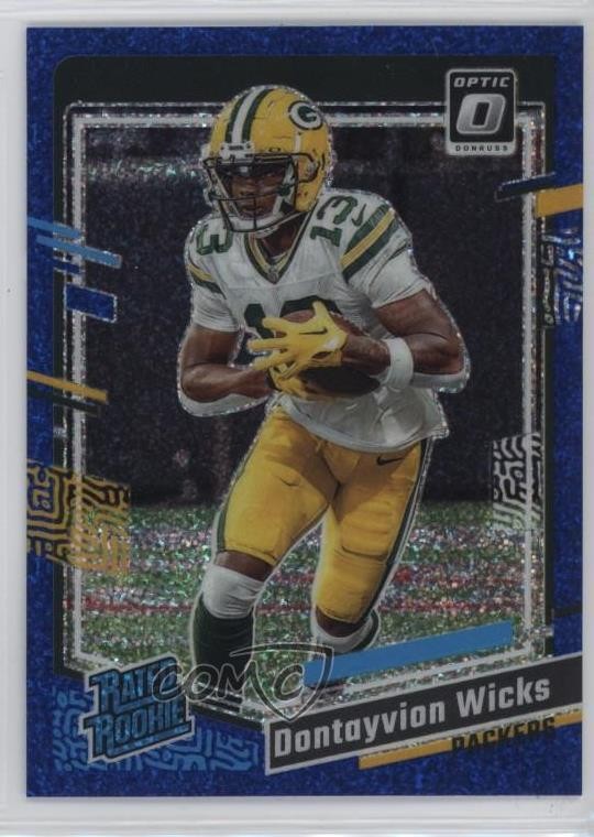 2023 Panini Donruss Optic Rated Rookie Blue Glitter Prizm Dontayvion Wicks #249