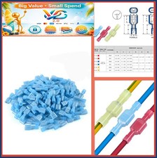 100 Pcs Blue Nylon Female Spade Connectors 16-14 AWG Insulated Crimp Terminals