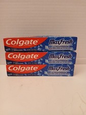 THREE Colgate MaxFresh Cool Mint Toothpaste With Breath Strips 2.5 oz Each