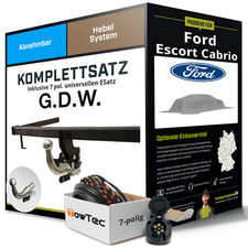 Für FORD Escort Cabrio V Typ ALL Anhängerkupplung abnehmbar +eSatz 7pol uni 92-