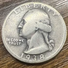 1938-S 25c Washington Quarter Actual Coin .  Nice Coin Good For A Collector Book