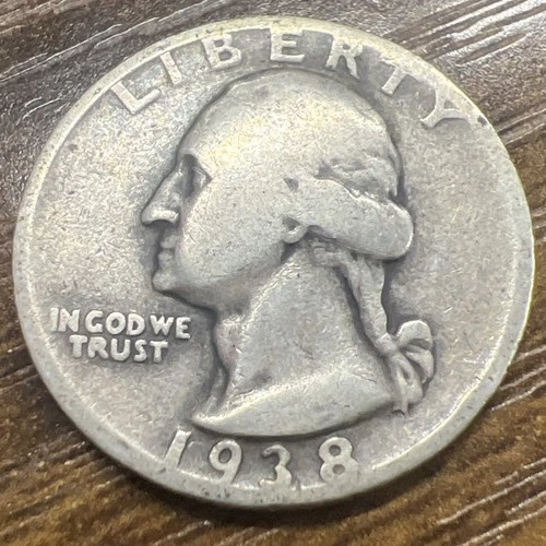 1938-S 25c Washington Quarter Actual Coin .  Nice Coin Good For A Collector Book