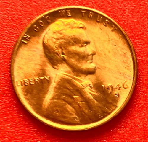 1946-S Lincoln Wheat Cent Penny GEM RED BU From an Original Bank Roll