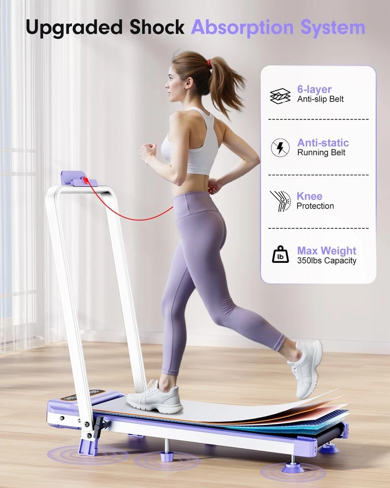 Almohadilla para caminar de cinta de correr portátil de 3,5 HP 8 % inclinación y manillar remoto para el hogar 6 mph Foto 3 de 4