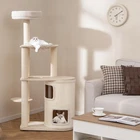 Modern Cat Tree for Indoor Cats w/ 2-Story Condo Sisal Scratching Posts & Mat