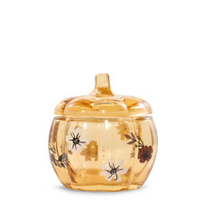 Yankee Candle Flower Pumpkin" Glass Tea Light Candle Holder NIB
