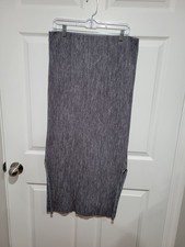 Ribbed Knit Skirt Soft Dark Gray Double Splits Small