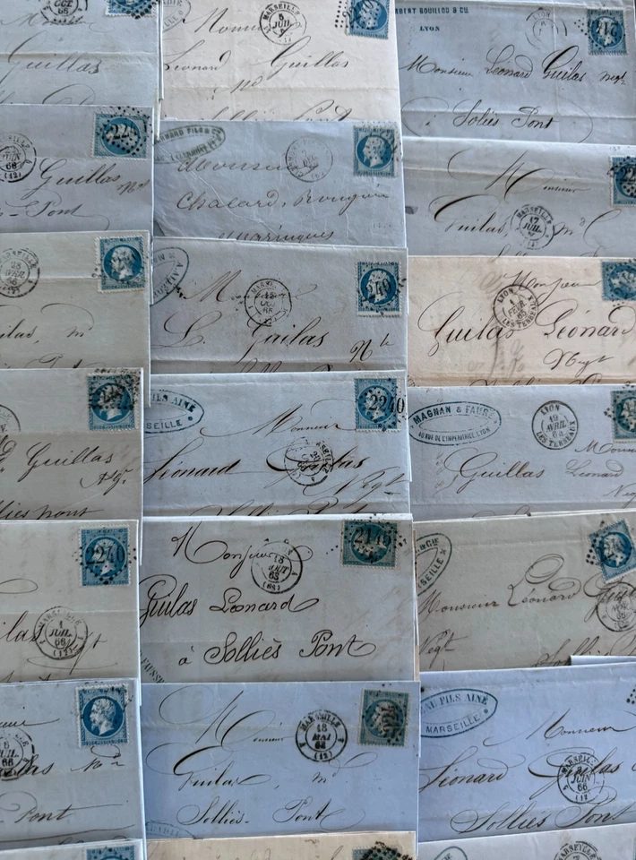 🦬 Lot de 60 lettres classiques avec N° 22 - 20 c bleu Empire dentelé🦬 - Photo 2/4
