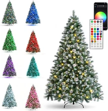 6 FT Pre-Lit Christmas Trees, Christmas Tree with 300LED Smart RGB Lights, Remot