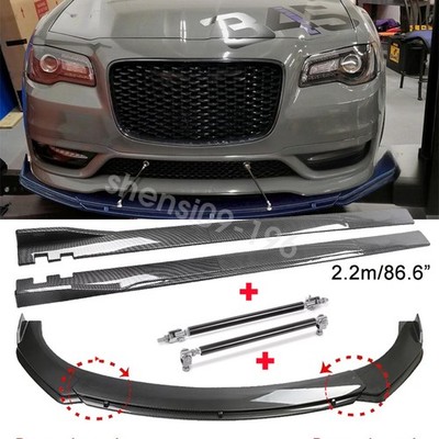 For Chrysler 300 200 srt8 Front Bumper Lip Strut Rods Side Skirts Carbon Style